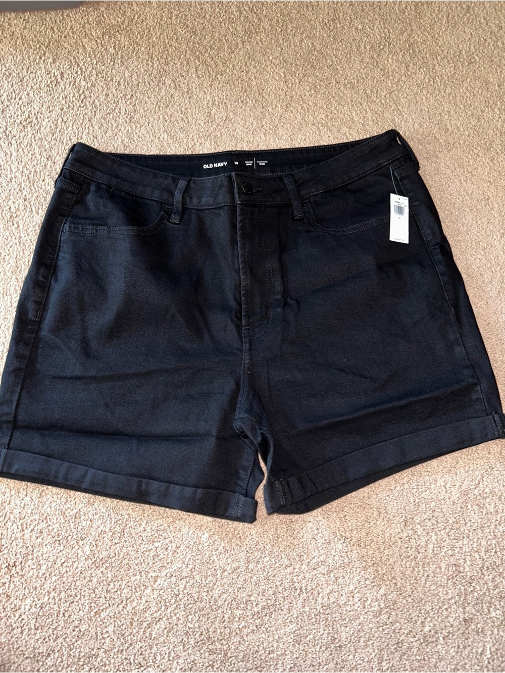 Old Navy Black Cuffed High-Rise Jean Shorts